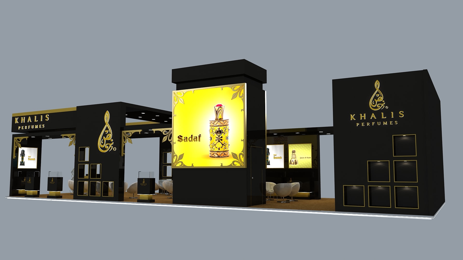 khalis perfume exhibition stand design in uae
